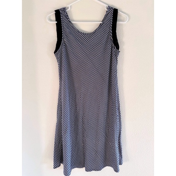 Jennifer Moore Womens Dress Size M Sleeveless Navy White Gingham Cottage Coastal - Picture 1 of 9